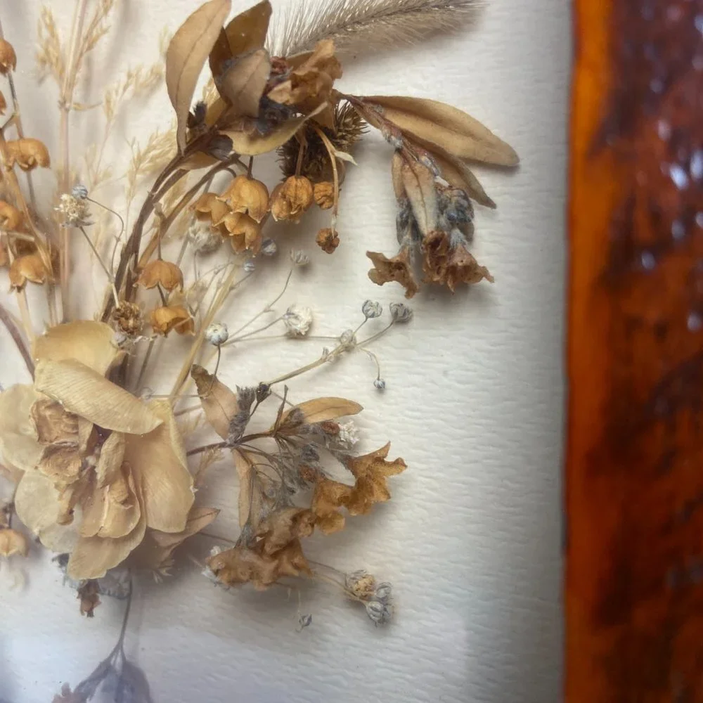 Vintage Wall Decor Botanical Art Yellow Butterfly Wooden Frame